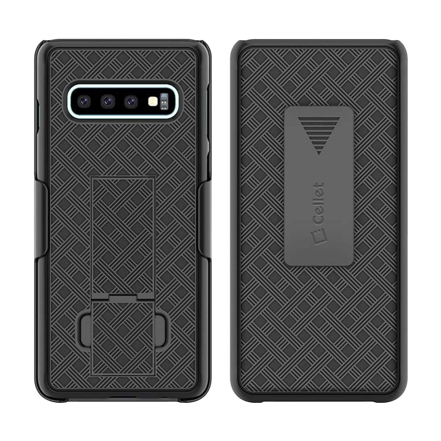 HLSAMS10P - Belt Clip Holster & Shell Case with Kickstand Heavy Duty Protection - Galaxy S10 Plus