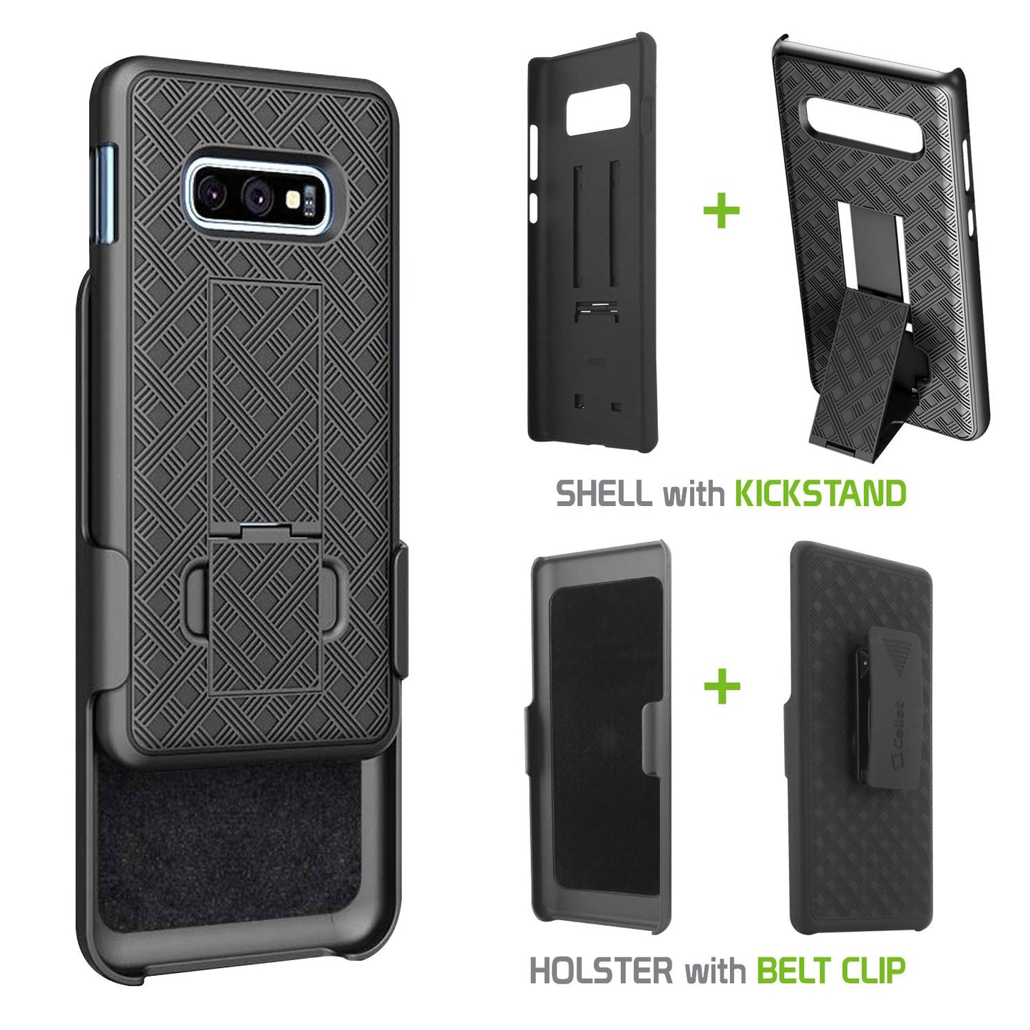 HLSAMS10E - Belt Clip Holster & Shell Case with Kickstand Heavy Duty Protection - Galaxy S10 Lite