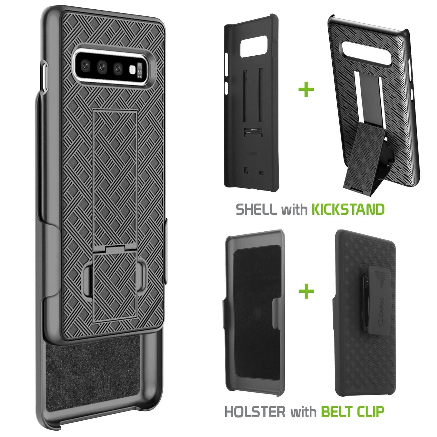 HLSAMS105G - Belt Clip Holster & Shell Case with Kickstand Heavy Duty Protection - Galaxy S10 5G