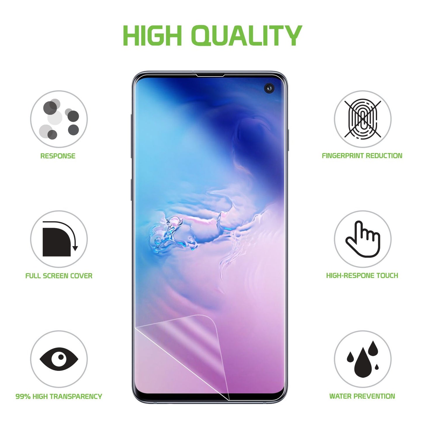 STSAMS10 - Full Coverage Flexible TPU Film Screen Protector - Samsung Galaxy S10