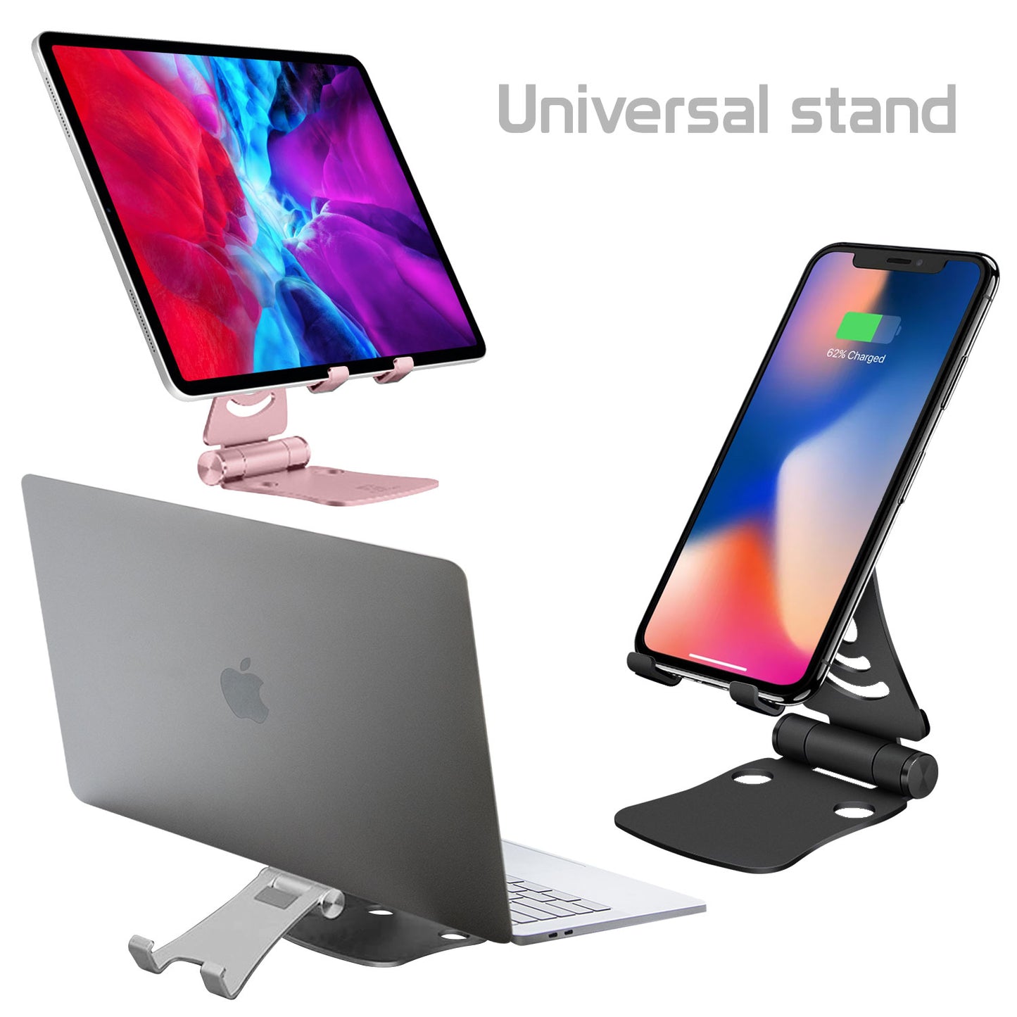 Rose Gold Desktop Phone Stand Smartphone Holder Mount, Durable Easy Folding.