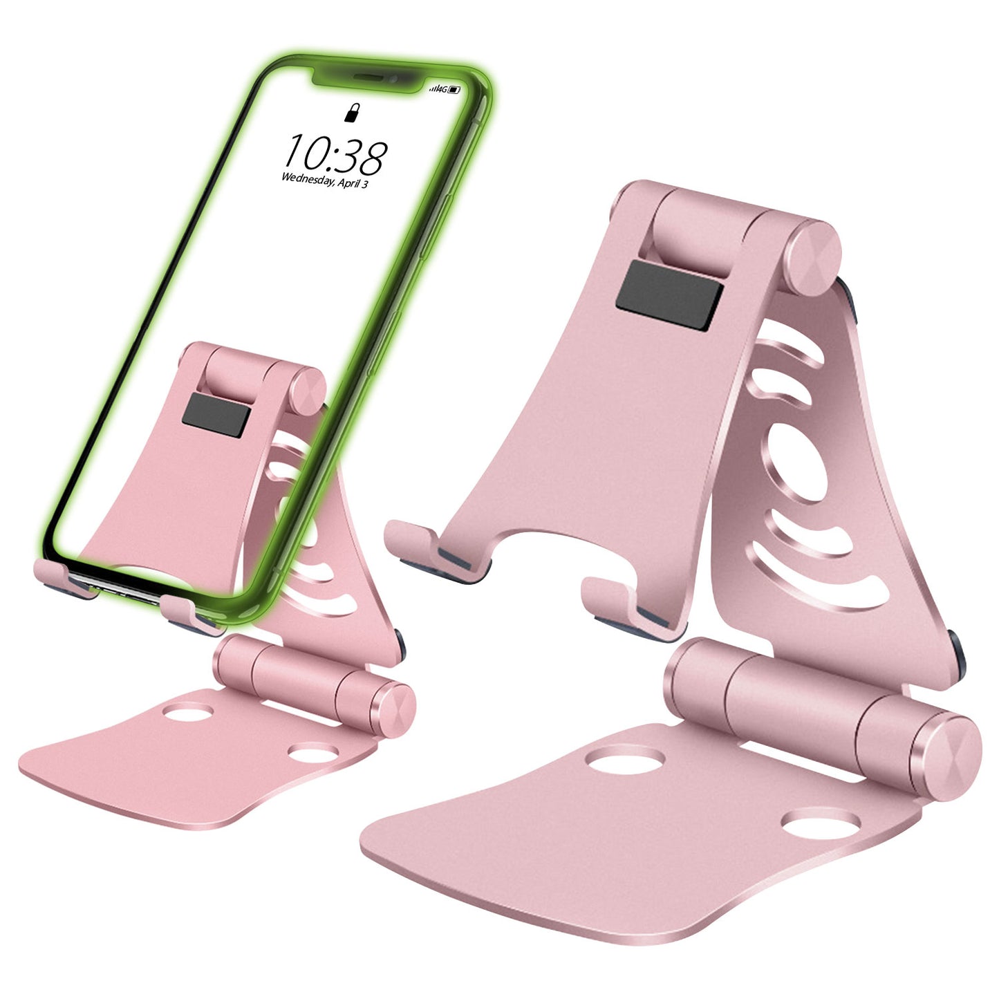 Rose Gold Desktop Phone Stand Smartphone Holder Mount, Durable Easy Folding.