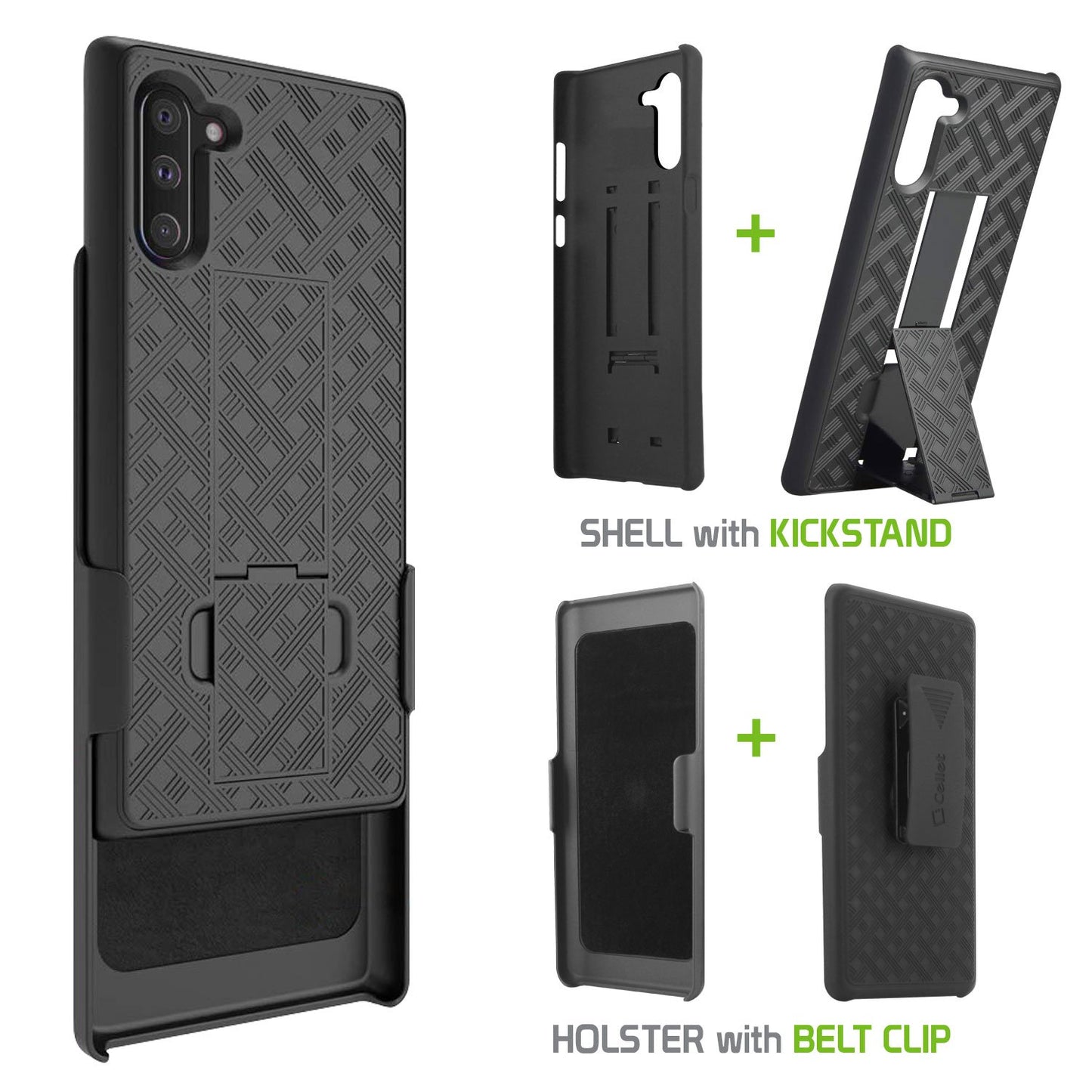HLSAMN10 - Belt Clip Holster & Shell Case with Kickstand Heavy Duty Protection - Galaxy Note 10