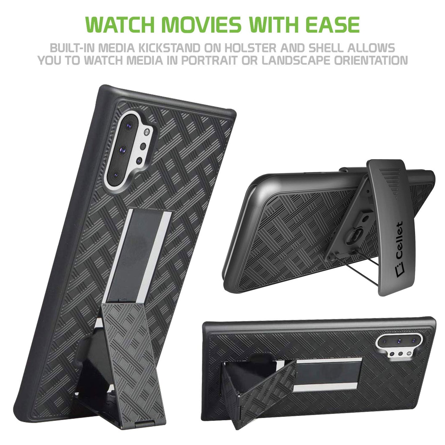 HLSAMN10P - Belt Clip Holster & Shell Case with Kickstand Heavy Duty Protection - Galaxy Note 10 Plus