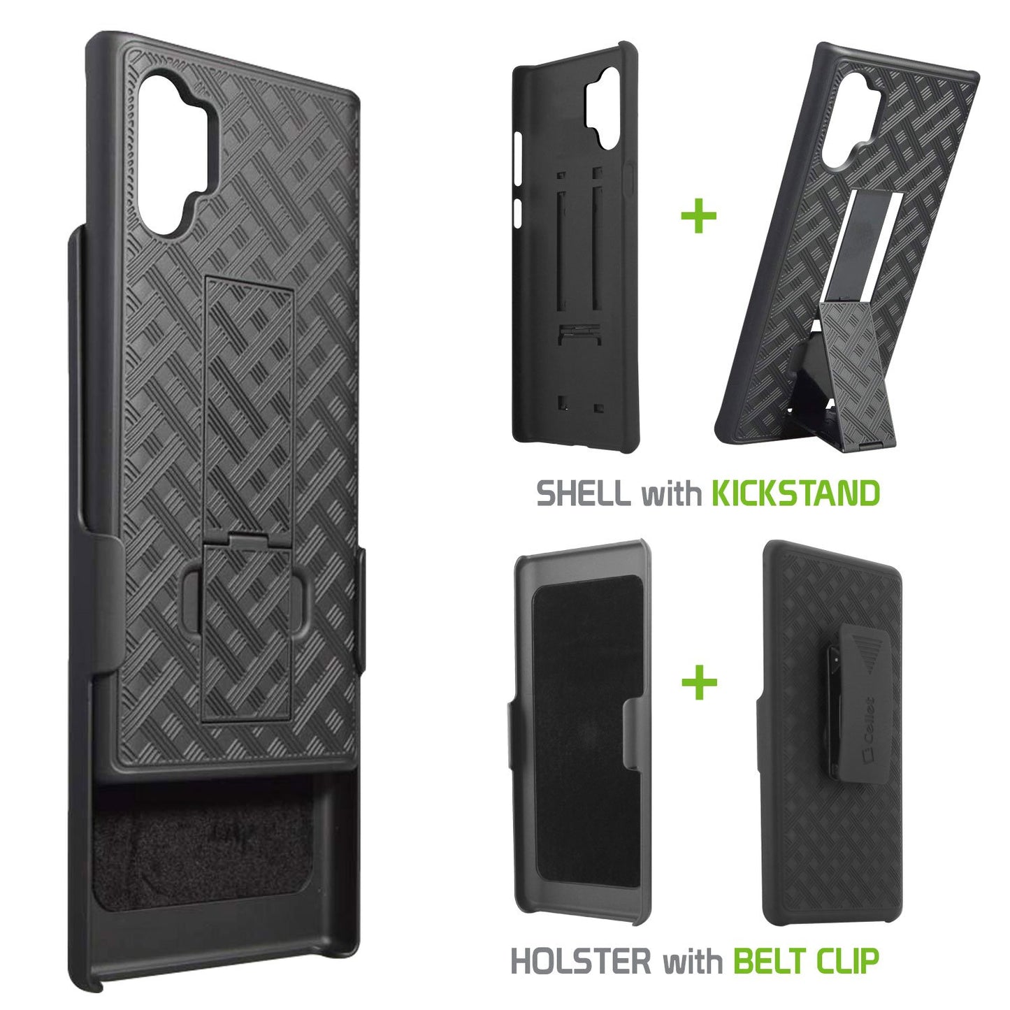 HLSAMN10P - Belt Clip Holster & Shell Case with Kickstand Heavy Duty Protection - Galaxy Note 10 Plus