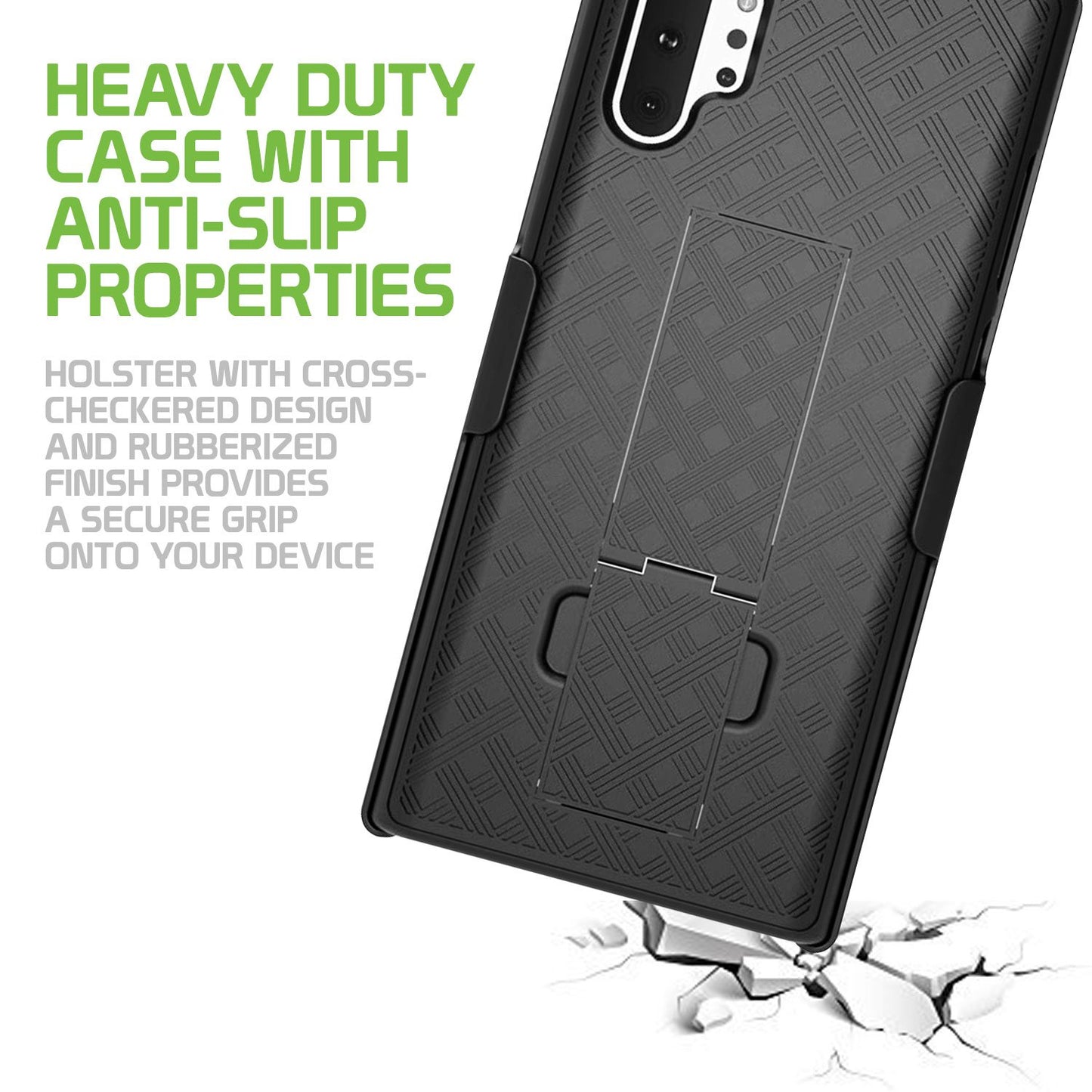 HLSAMN10P - Belt Clip Holster & Shell Case with Kickstand Heavy Duty Protection - Galaxy Note 10 Plus