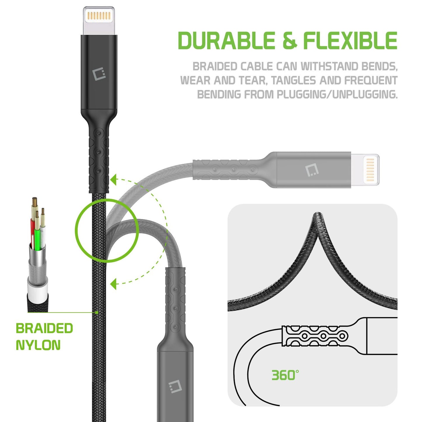 DCL40BK - USB Type C to MFI Lightning Data Cable, Cellet 3.3ft Braided USB Type C to Lighting Data Cable Compatible to Type C and Lightning Devices