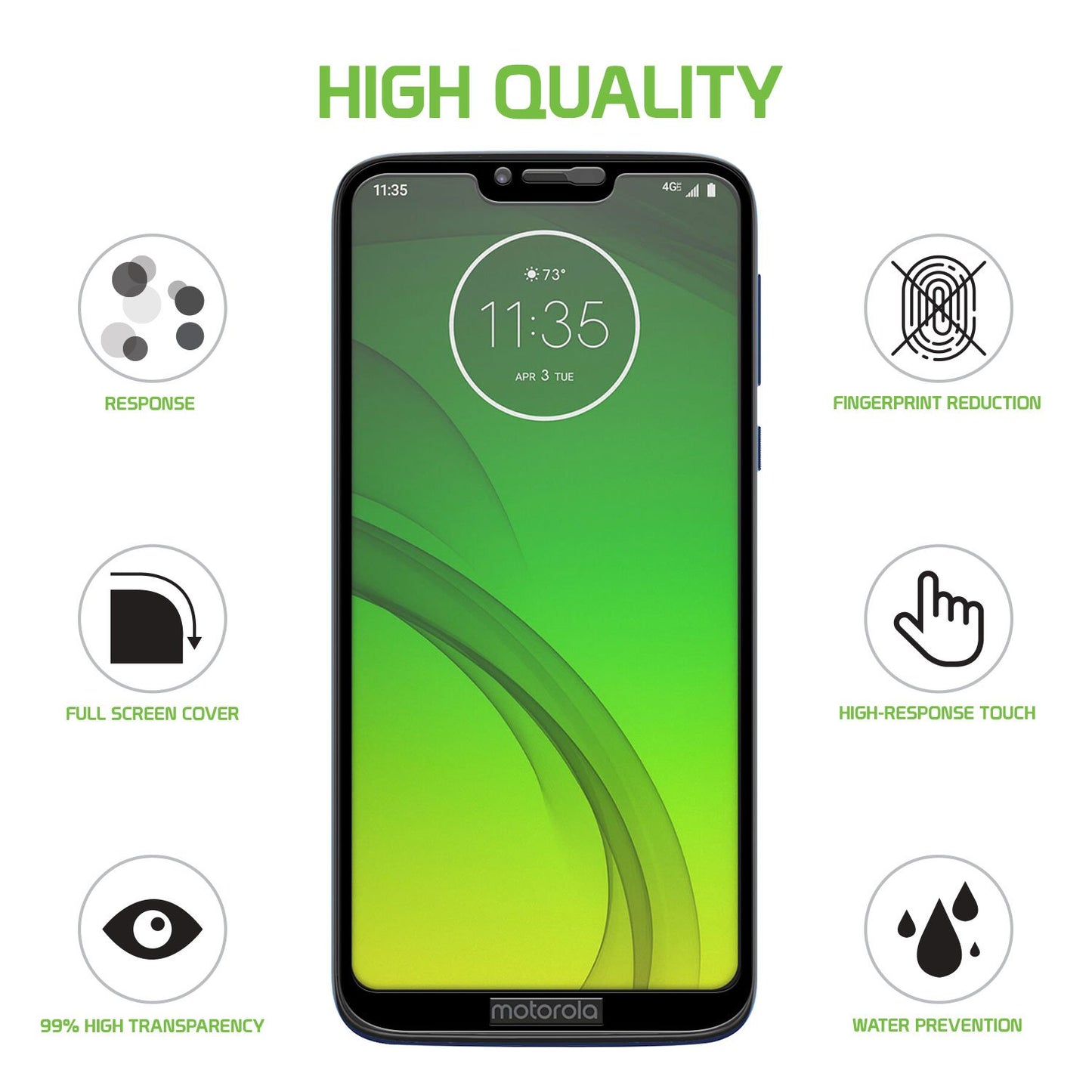 SGMOTOG7 - Motorola Moto G7 Play, Premium 3D Full Coverage Tempered Glass Screen Protector for Motorola Moto G7 Play by Cellet