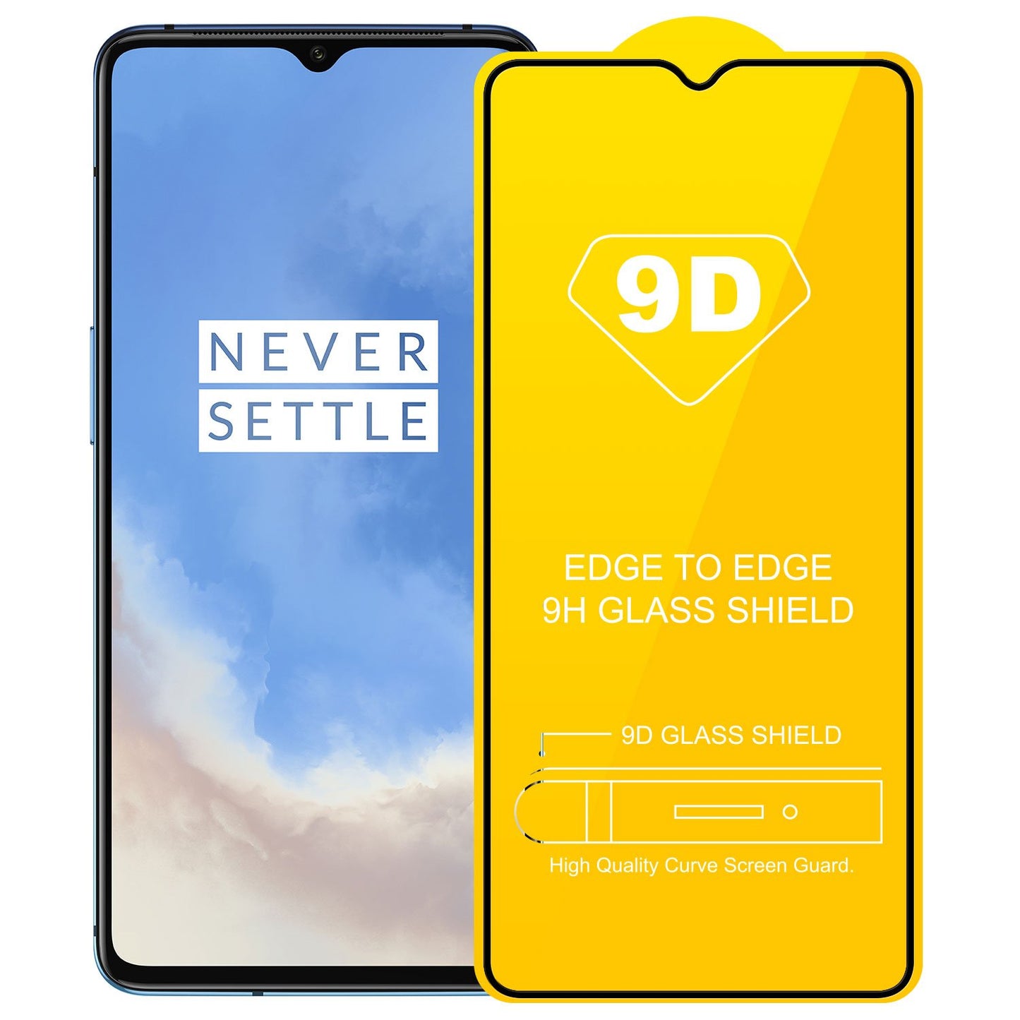 SGONEP7T - OnePlus 7T Full Coverage Screen Protector, Premium 3D Full Coverage Tempered Glass Screen Protector for OnePlus 7T by Cellet