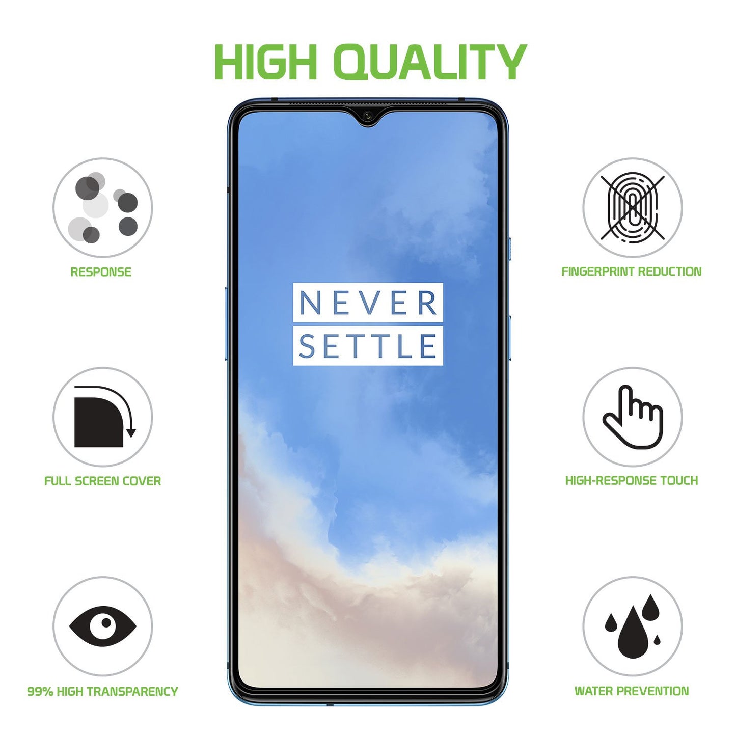 SGONEP7T - OnePlus 7T Full Coverage Screen Protector, Premium 3D Full Coverage Tempered Glass Screen Protector for OnePlus 7T by Cellet