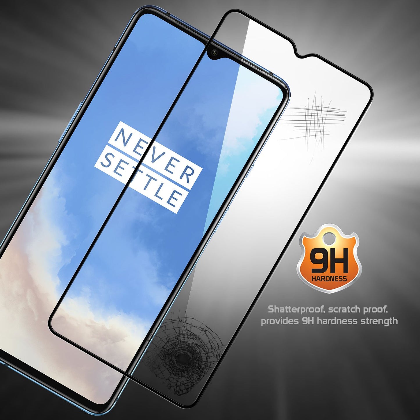 SGONEP7T - OnePlus 7T Full Coverage Screen Protector, Premium 3D Full Coverage Tempered Glass Screen Protector for OnePlus 7T by Cellet