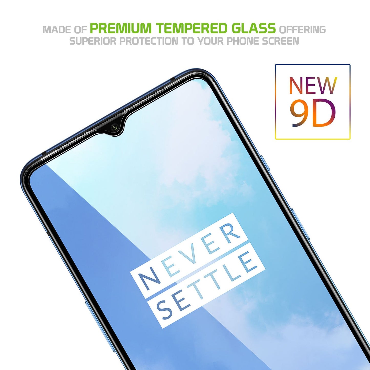 SGONEP7T - OnePlus 7T Full Coverage Screen Protector, Premium 3D Full Coverage Tempered Glass Screen Protector for OnePlus 7T by Cellet