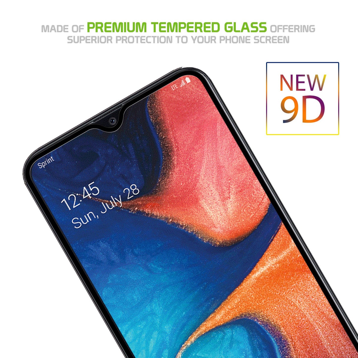 SGSAMA20 - Samsung Galaxy A20, Premium 3D Full Coverage Tempered Glass Screen Protector for Samsung Galaxy A20 by Cellet