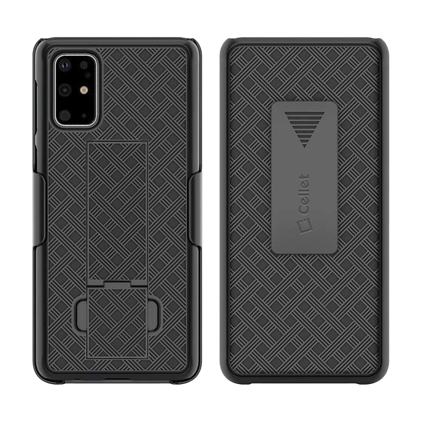 HLSAMS20P - Galaxy S20 Plus Holster, Shell Holster Kickstand Case with Spring Belt Clip for Samsung Galaxy S20 Plus – Black