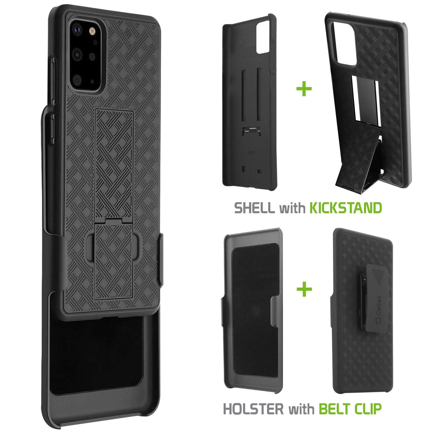 HLSAMS20 - Galaxy S20 Holster, Shell Holster Kickstand Case with Spring Belt Clip for Samsung Galaxy S20