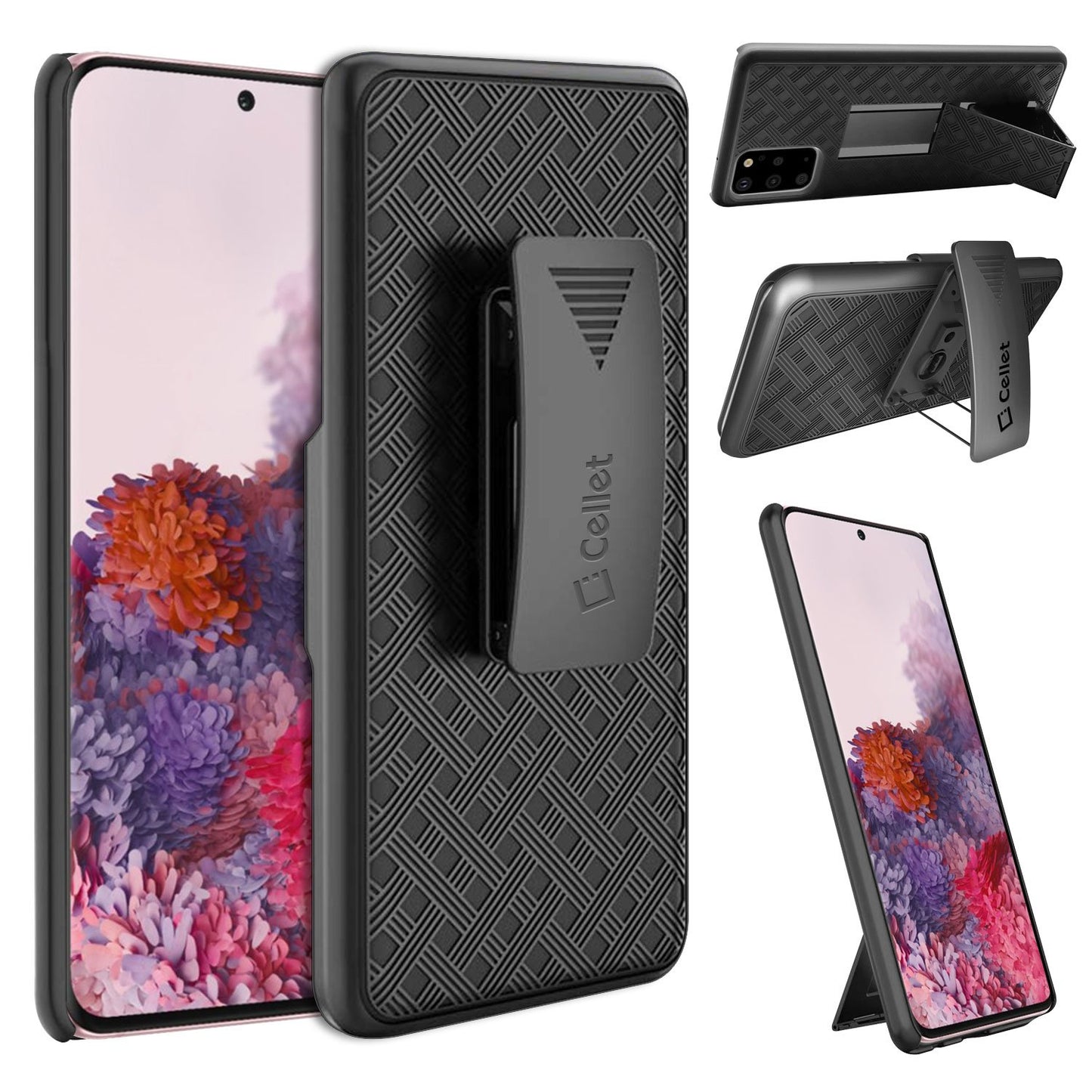 HLSAMS20 - Galaxy S20 Holster, Shell Holster Kickstand Case with Spring Belt Clip for Samsung Galaxy S20
