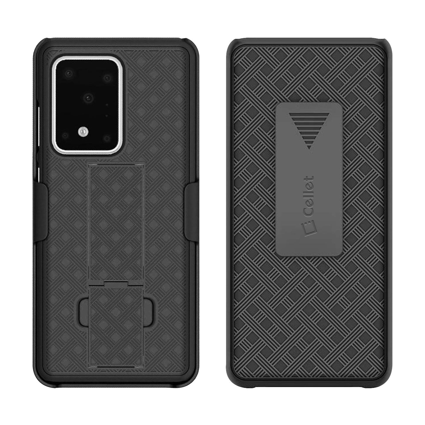 HLSAMS20U - Galaxy S20 Ultra Holster, Shell Holster Kickstand Case with Spring Belt Clip for Samsung Galaxy S20 Ultra – Black