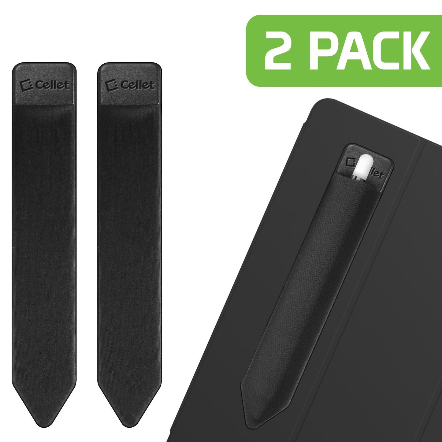 STHOLDER2 - 2 Pack Pen holders, Stylus/Pen Holder with Elastic Pocket Sleeve and 3M Adhesive Back Compatible iPads and Tablets