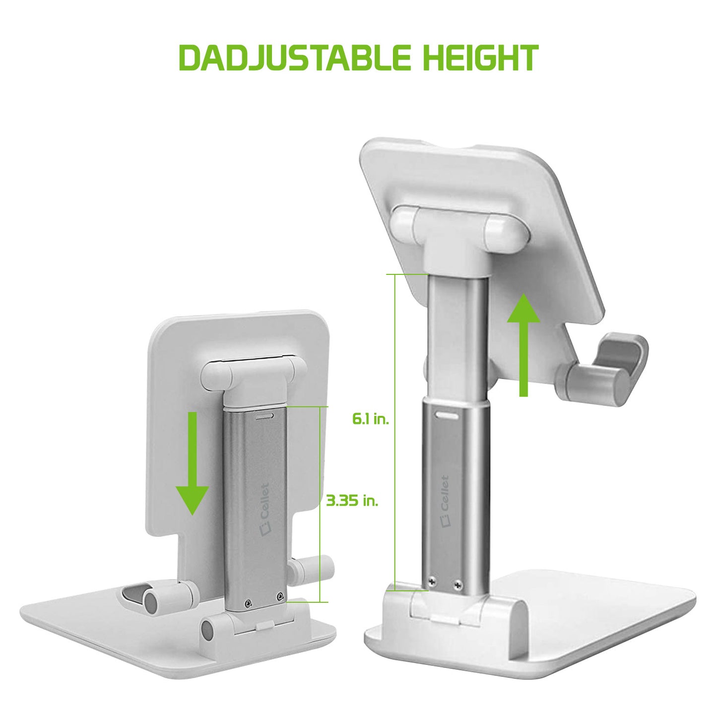 PHTAB60BK - Foldable Heavy Duty Adjustable Smartphone and Tablet Stand with Non-Slip Rubberized Grips and Weighted Base for Smartphones, Tablets/iPads