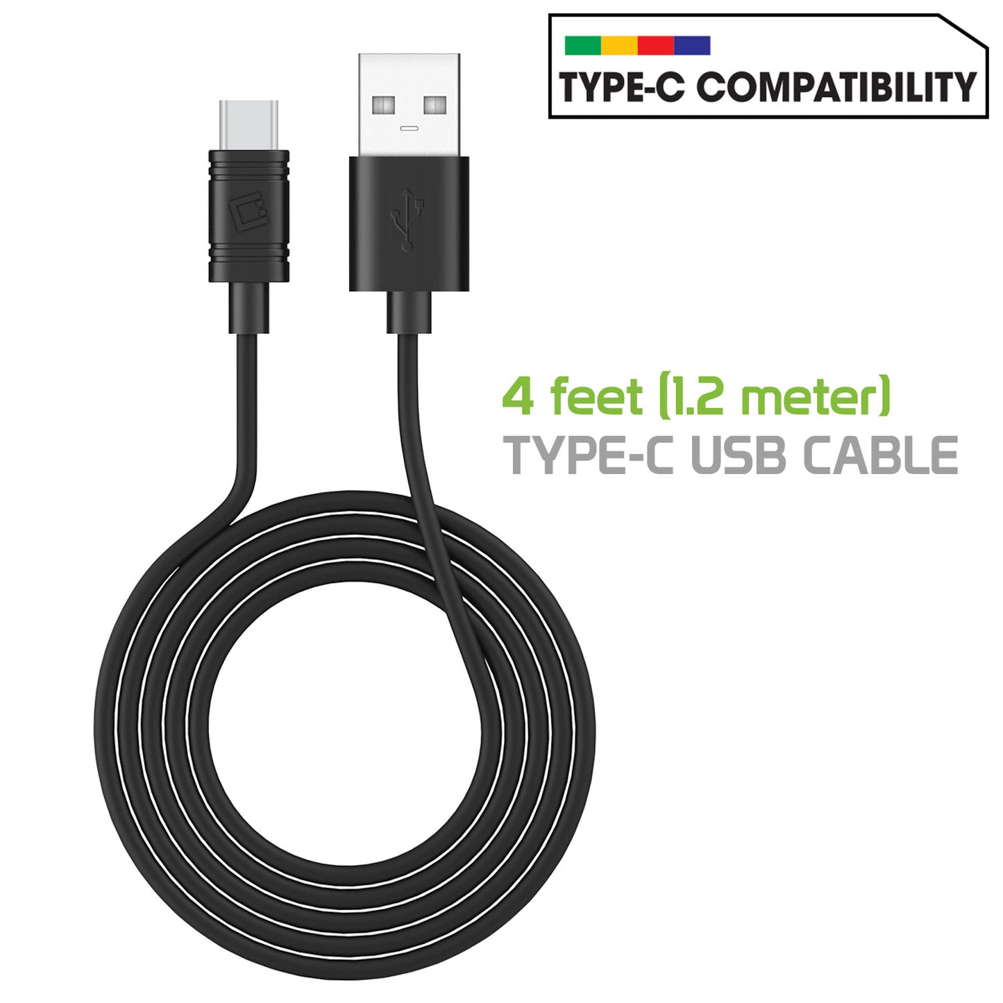 RUIZ by Cellet High Powered 2.1A (10W) USB Home Wall Charger (TYPE-C Cable Included) - Black