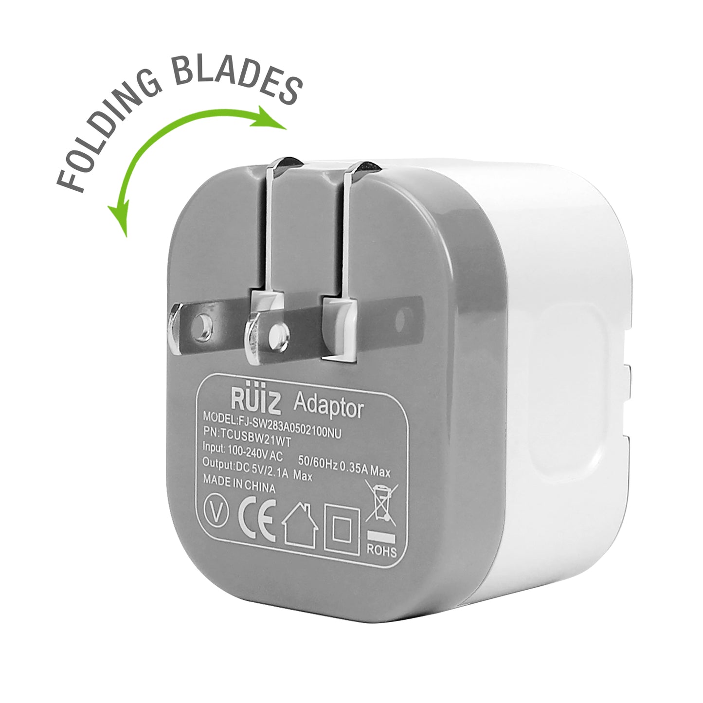 RUIZ by Cellet High Powered 2.1A (10W) USB Home Wall Charger (TYPE-C Cable Included) - White