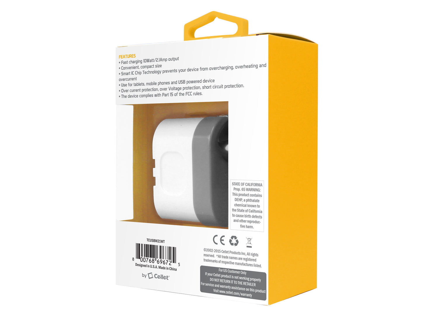 RUIZ by Cellet High Powered 2.1A (10W) USB Home Wall Charger (TYPE-C Cable Included) - White