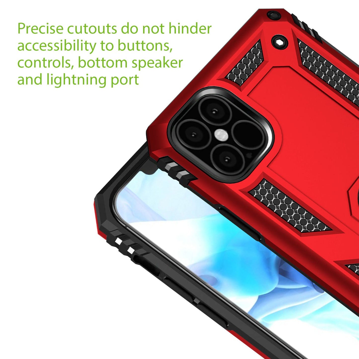 CCIPH12IFRD - iPhone 12 Mini Combo Case, Shockproof Case with Built in Ring, Kickstand and Magnet for Car Mounts Compatible to Apple iPhone 12 Mini