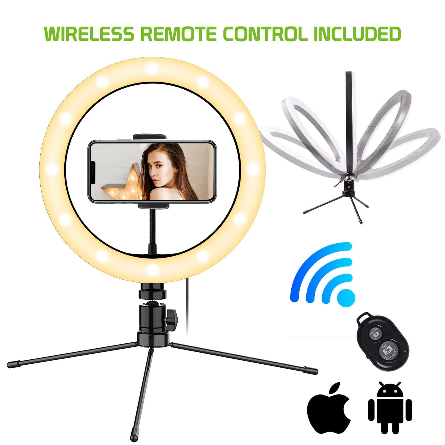 10 Inch Ring Light with Wireless Remote & Phone Holder Mount for Ticktok Youtube Livestream Live broadcast