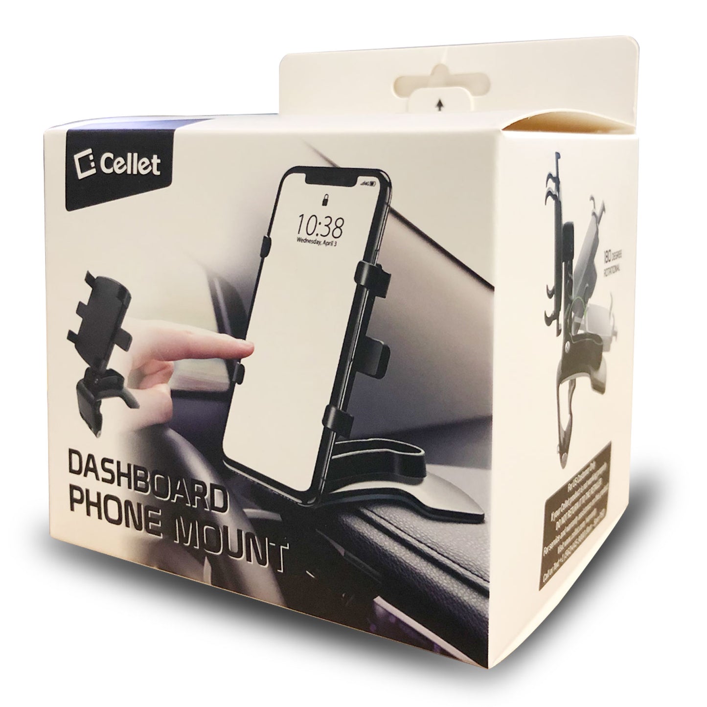 PHD280 - Dashboard, Sun Visor & Rear View Mirror Clip Mount with Heavy Duty Spring Base, 360° Cradle Rotation Compatible to iPhone 13 Pro Max and More