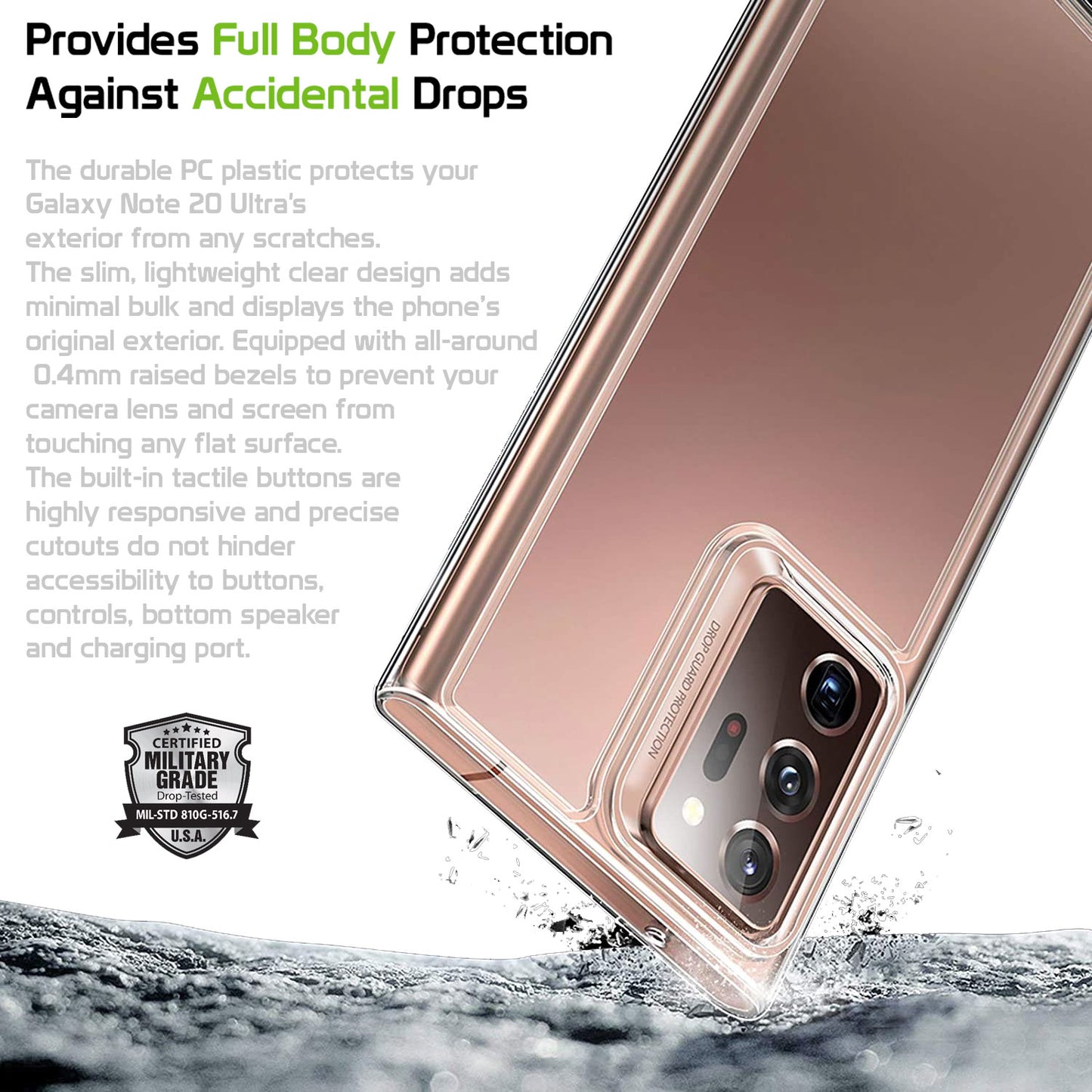 CCSAMN20UCL - Galaxy Note 20 Ultra, Slim Transparent Shockproof and Scratch Resistant Case with TPU Frame for Samsung Galaxy Note 20 Ultra by Cellet