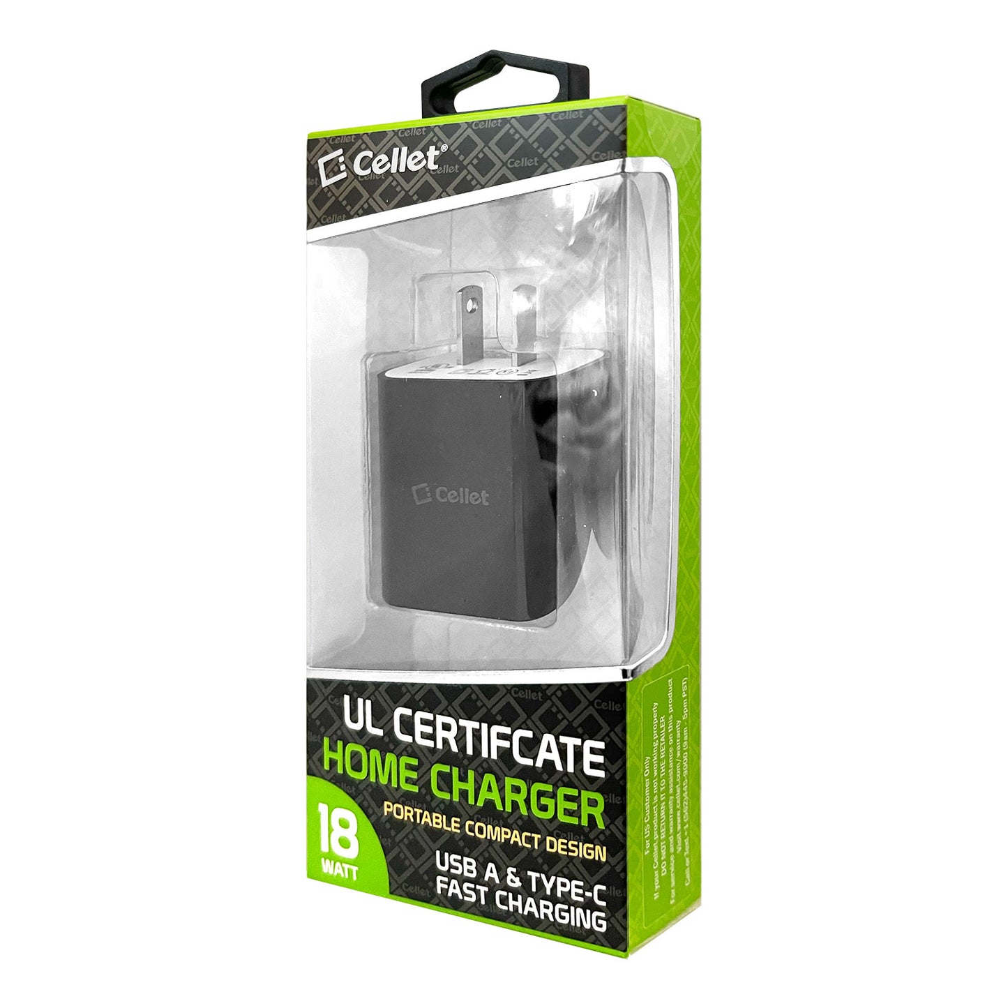 TC180BK - UL Certified Dual Port Home Charger, 18 Watt USB-A and Type-C Home Charger (Cable Sold Separately) Compatible Androids and Tablets