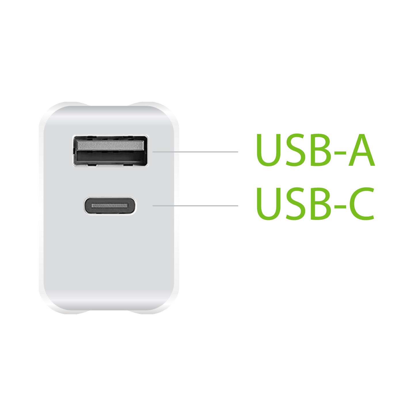 TC180WT - UL Certified 18 Watt Dual Port Home Charger, USB-C and USB-A Home Charger (Cable Sold Separately) – White