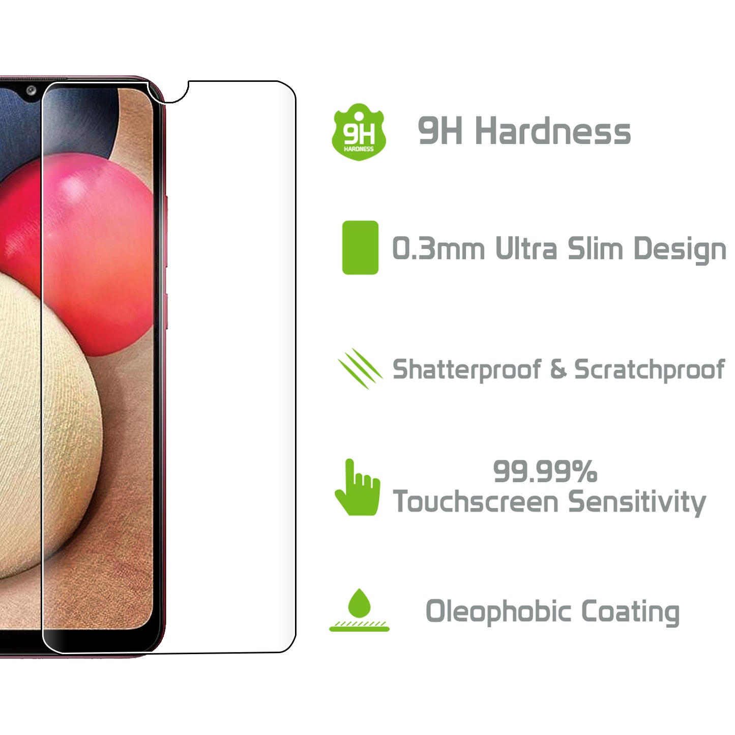 SGSAMA02S - Samsung Galaxy A02s, Premium Ultra Thin Full Coverage Tempered Glass Screen Protector for Samsung Galaxy A02s by Cellet