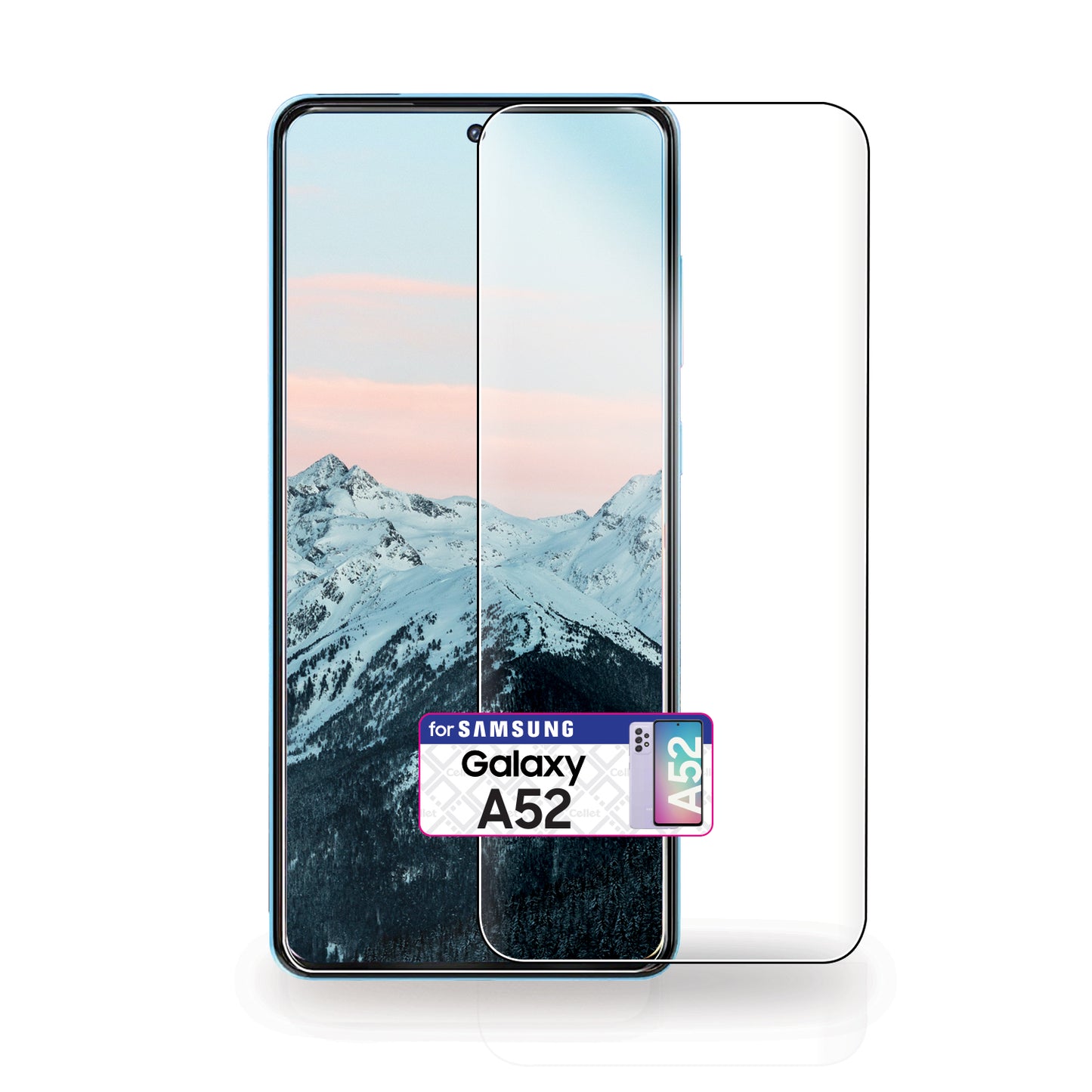 SGSAMA52 - Samsung Galaxy A52, Premium Ultra Thin Full Coverage Tempered Glass Screen Protector for Samsung Galaxy A52 by Cellet