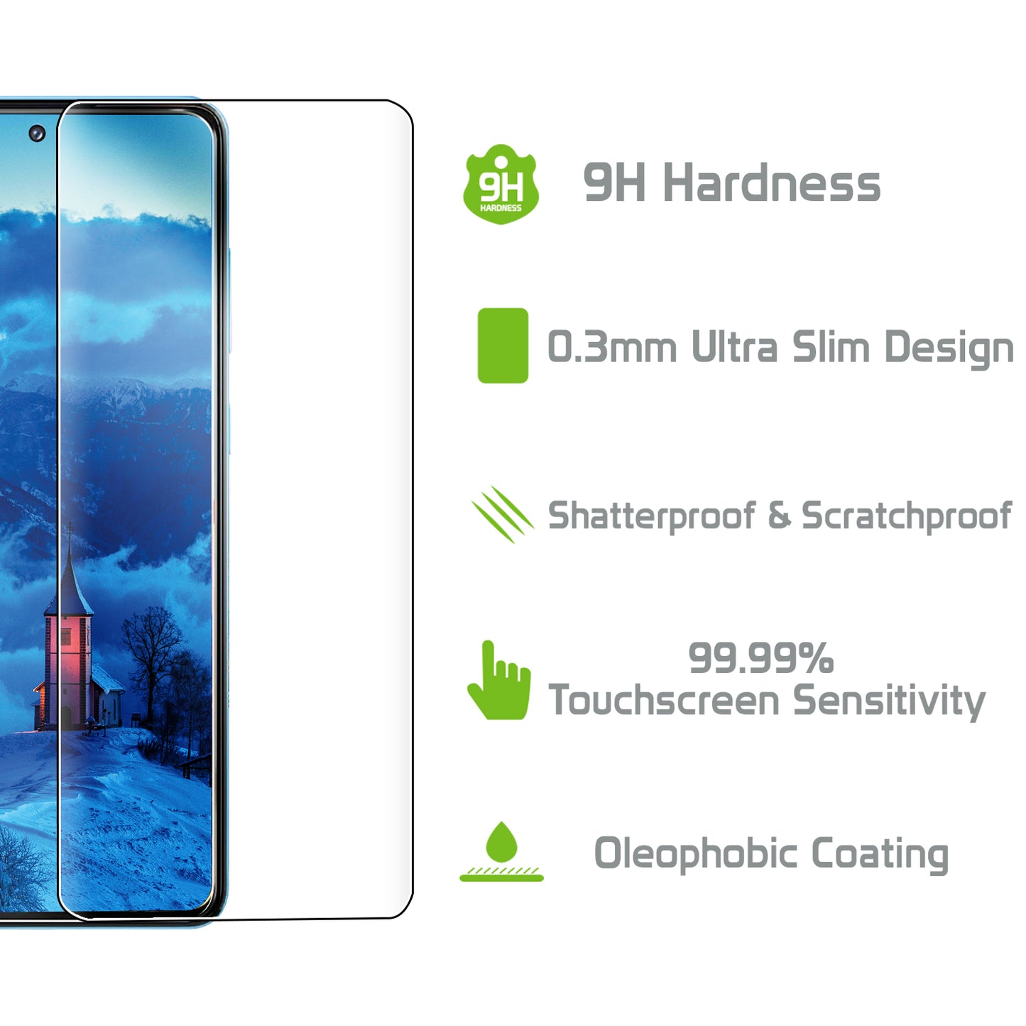 SGSAMA72 - Samsung Galaxy A72, Premium Ultra Thin Full Coverage Tempered Glass Screen Protector for Samsung Galaxy A72 by Cellet