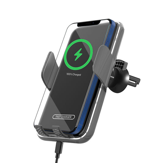 QIV8GY- Fast Wireless Charging 15 Watt Phone Holder Mount with Auto touch Release and Lock Cradle and 360 Degree Rotation for iPhones