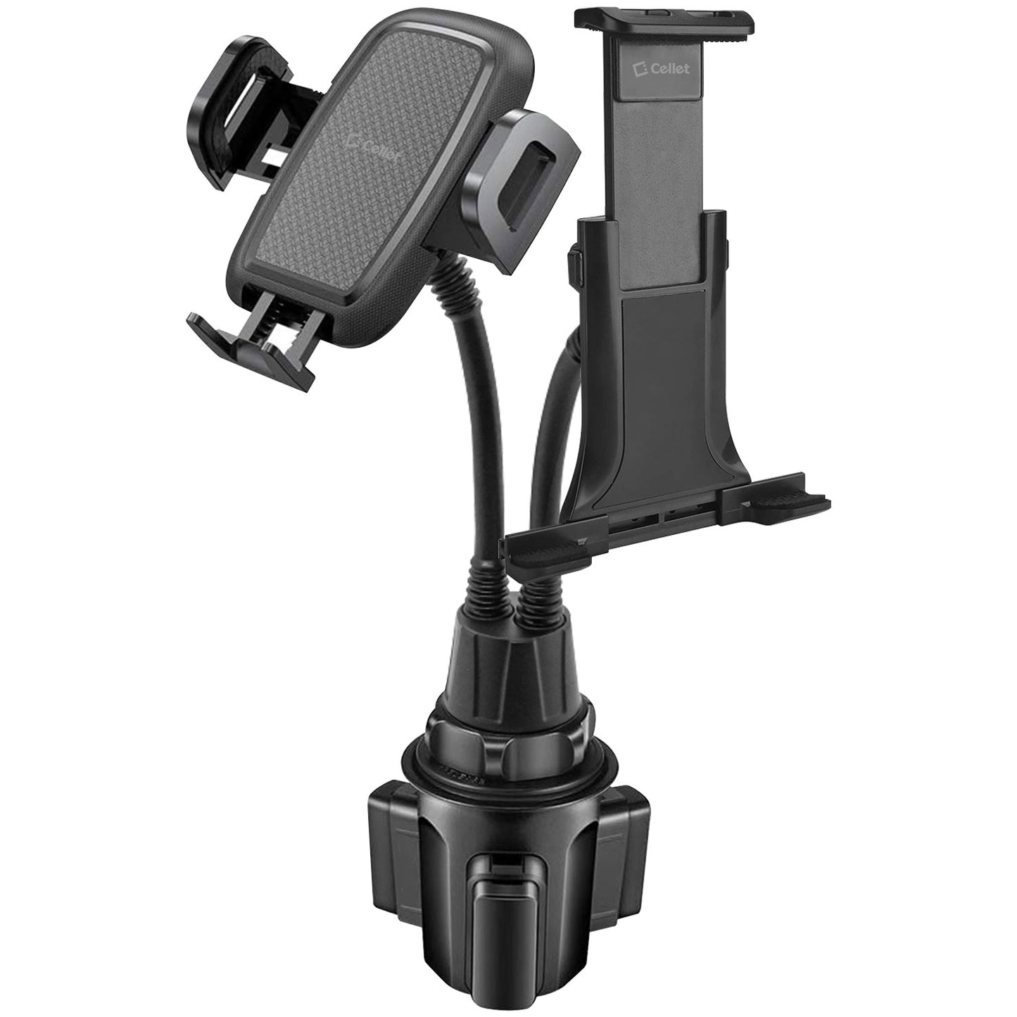 PH160 - Cup Holder Mount W/ 2 Cradles 1 for smartphone, and 1 for Tablet