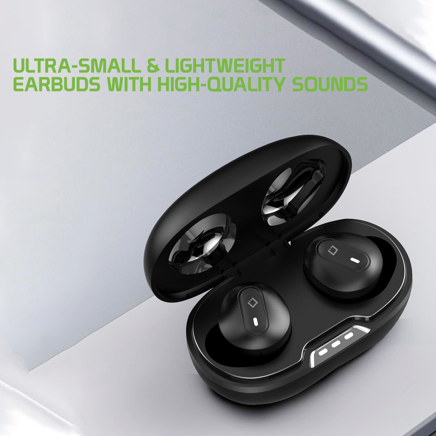 EB400-Premium In-Ear Wireless Earbuds with Charging case, Voice Notifications and Built-in Microphone Compatible to Wireless Enabled Devices