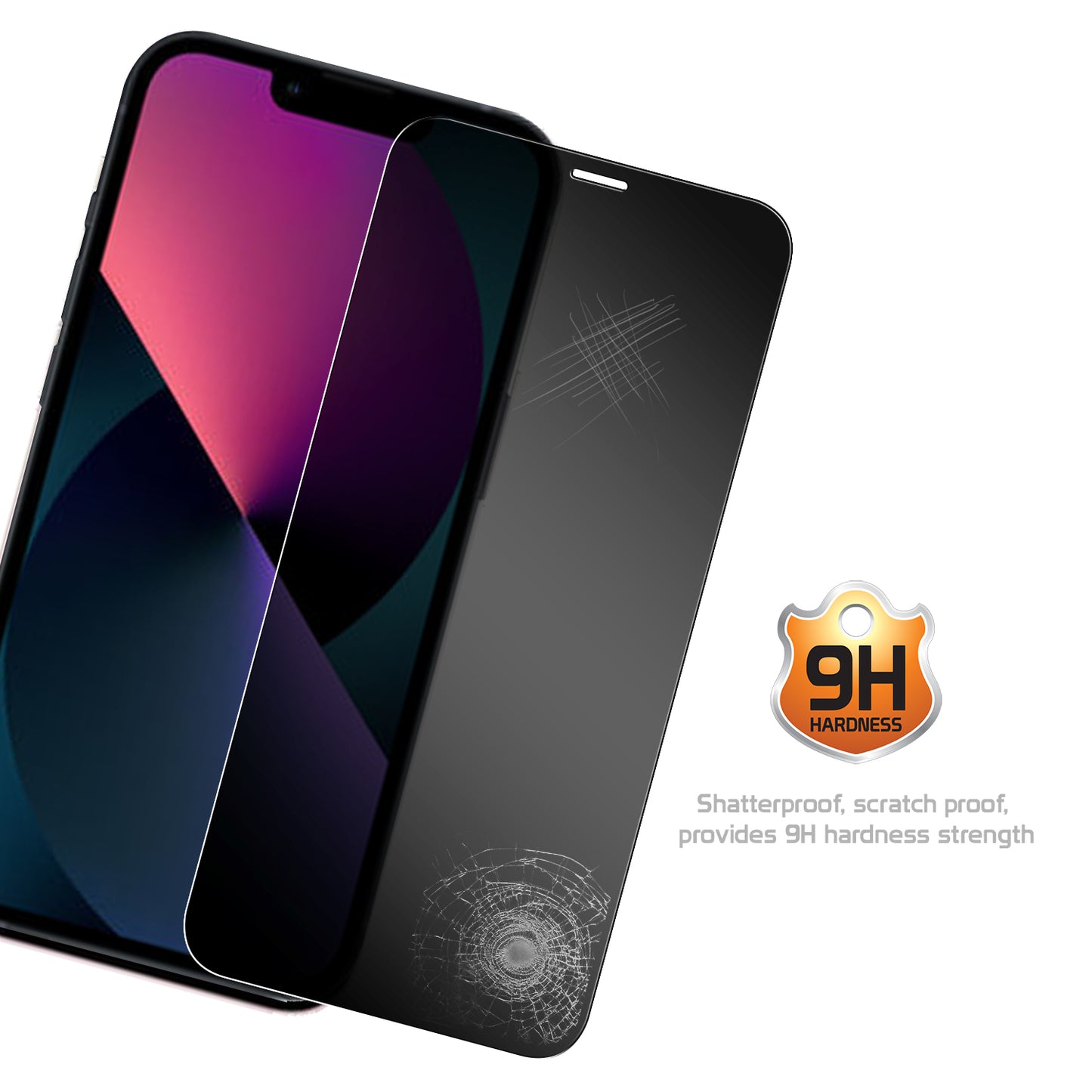 SYIPH13PM - iPhone 14 Pro Max, 14 Plus, 13 Pro Max, Privacy Tempered Glass Screen Protector (0.8mm) by Cellet