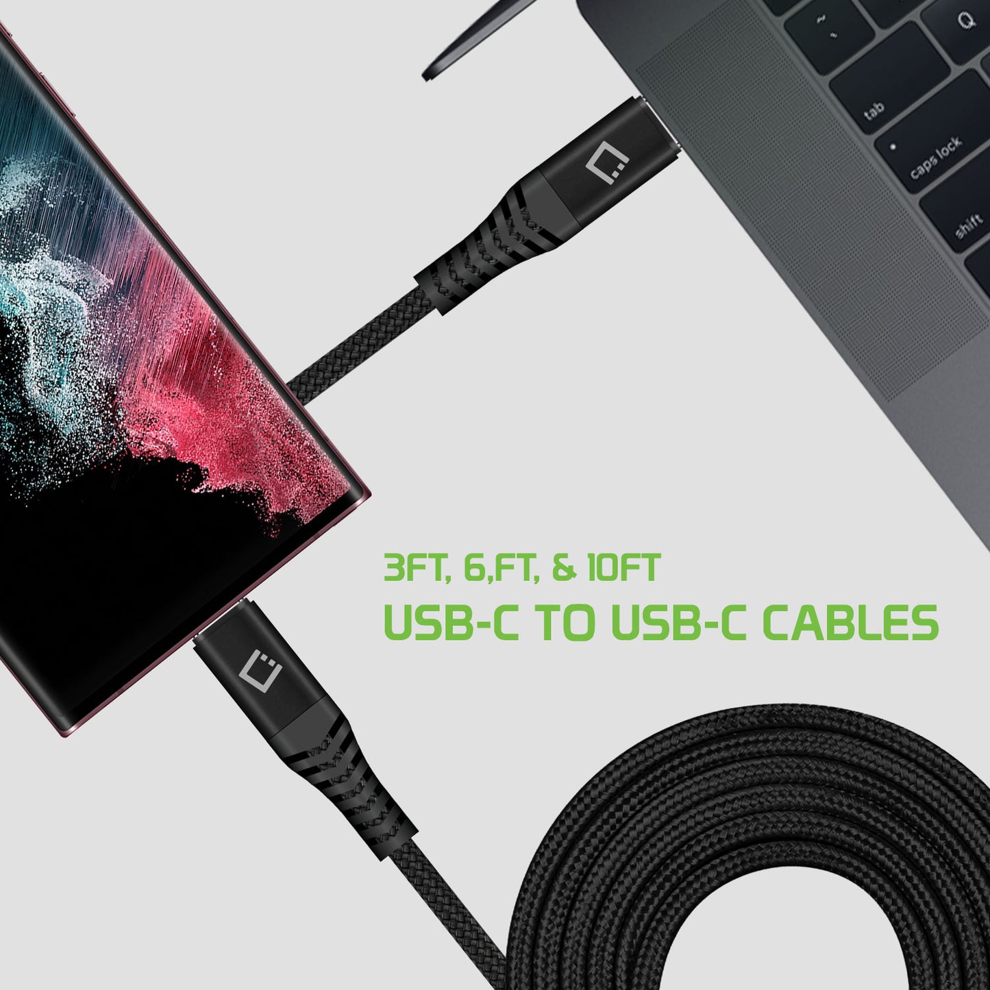 3 Pack 3ft, 6,ft, & 10ft USB-C to USB-C Cables