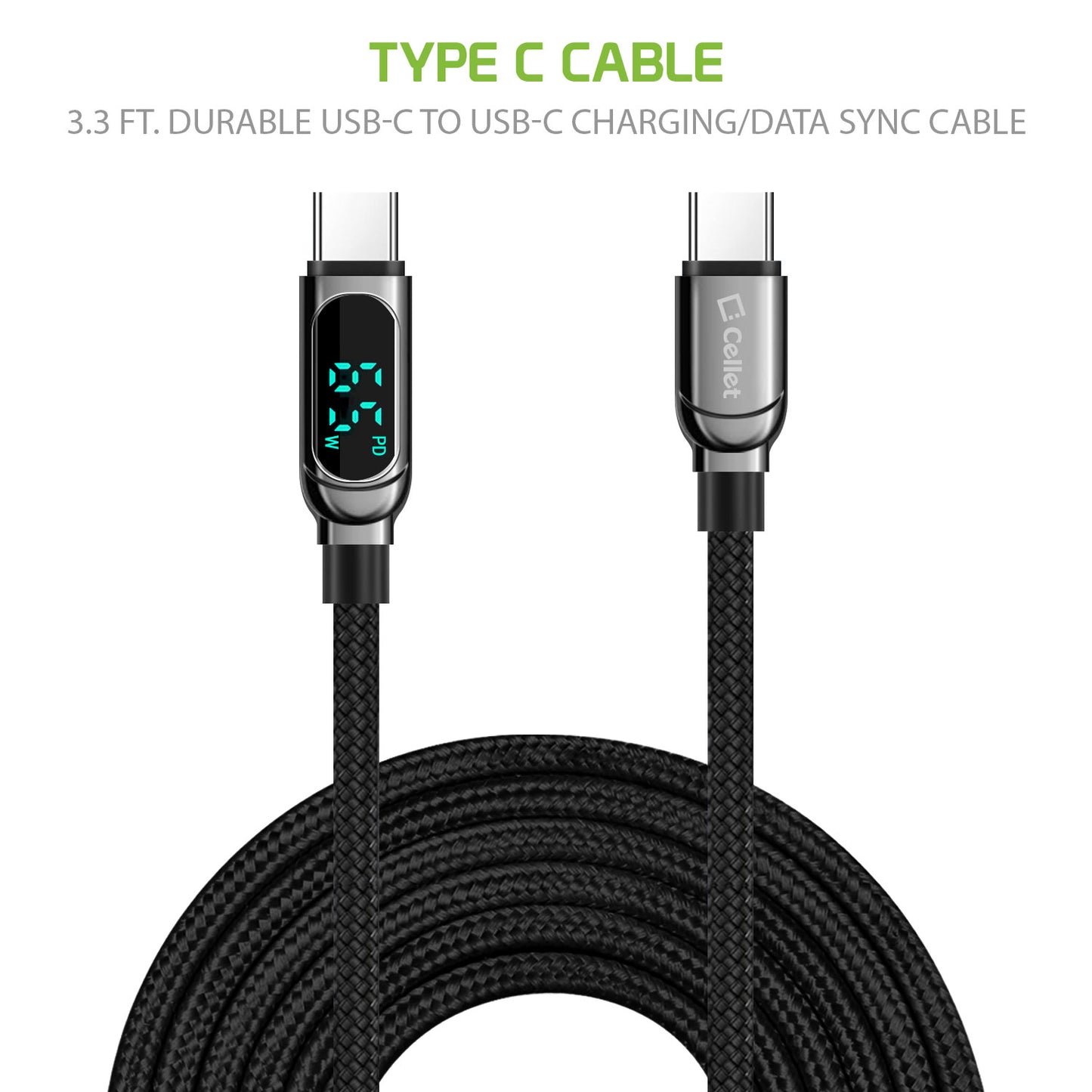 DCDCDISPBK - Phone Charging USB-C Cable, 3.3 ft. USB-C to USB-C with Digital Display Cable Compatible to Galaxy Z Fold Z Flip S22, Google Pixel, Moto