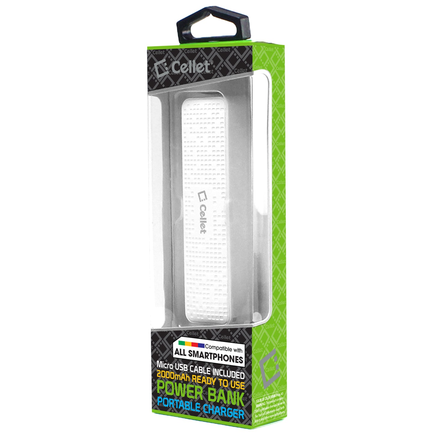 BC2000WT- 2000mAh Power Bank/Portable Charger (Micro USB Cable is included) - White