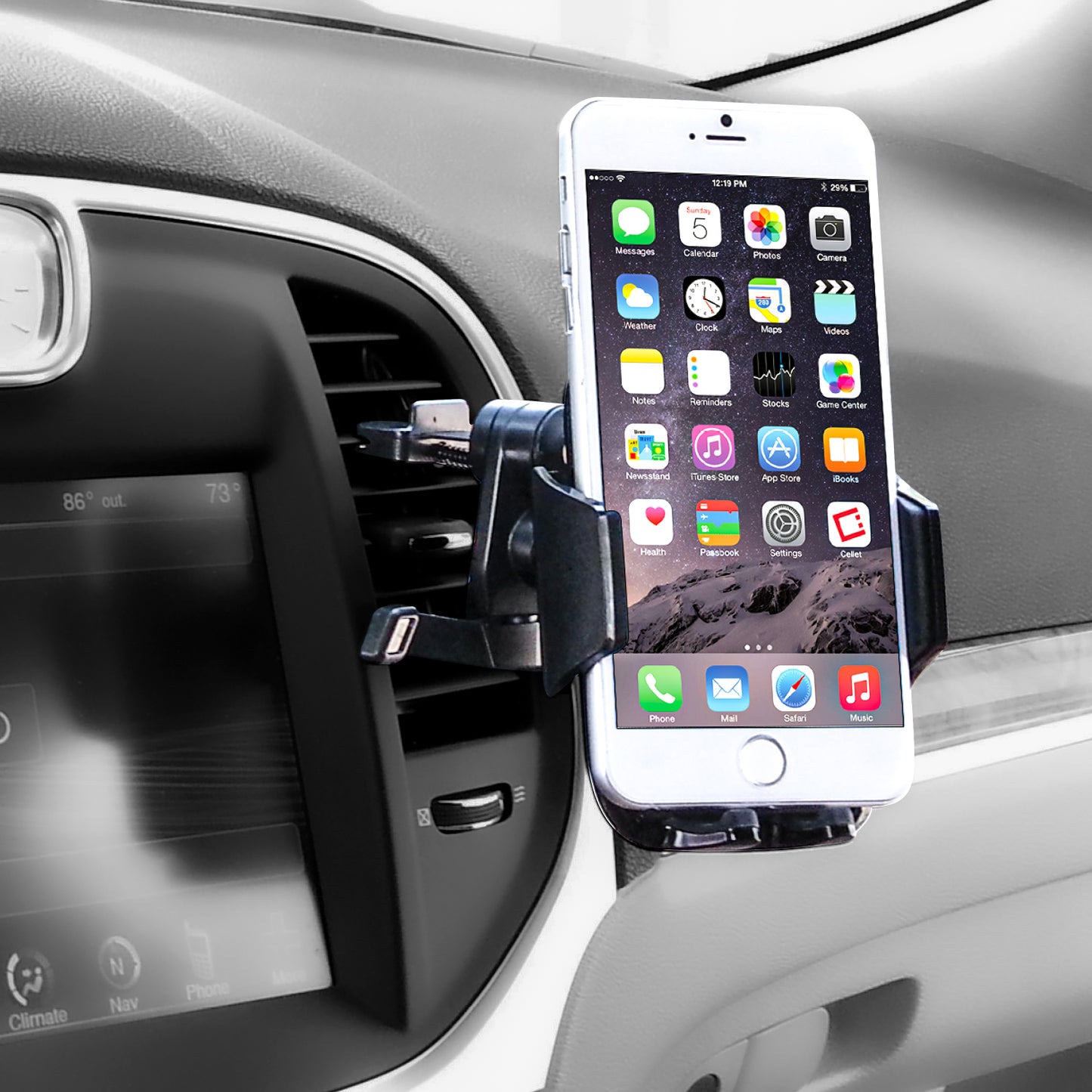 PHVENTCN - Universal Air Vent Phone Holder for Car, 360° Rotation Smartphone Mount with Adjustable Grip, Quick Release Button, Secure Cell Phone Stand for iPhone and Android