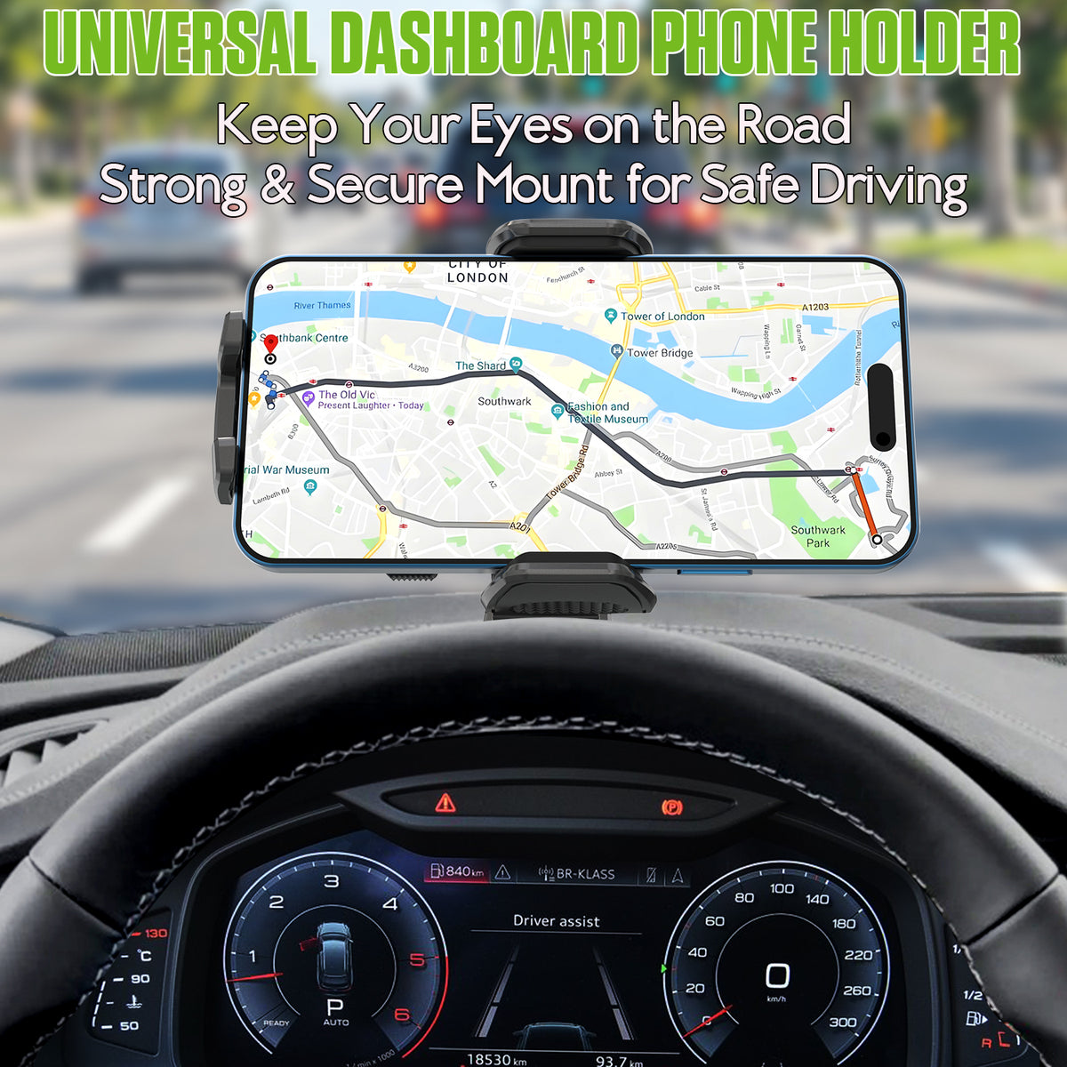 PHD300 - 🚗 Cellet Universal Car & Desk Phone Mount - Strong 3M Adhesive Pad, 360° Rotation, One-Touch Release - Secure Windshield, Dashboard & Countertop Holder for iPhone, Samsung, Android