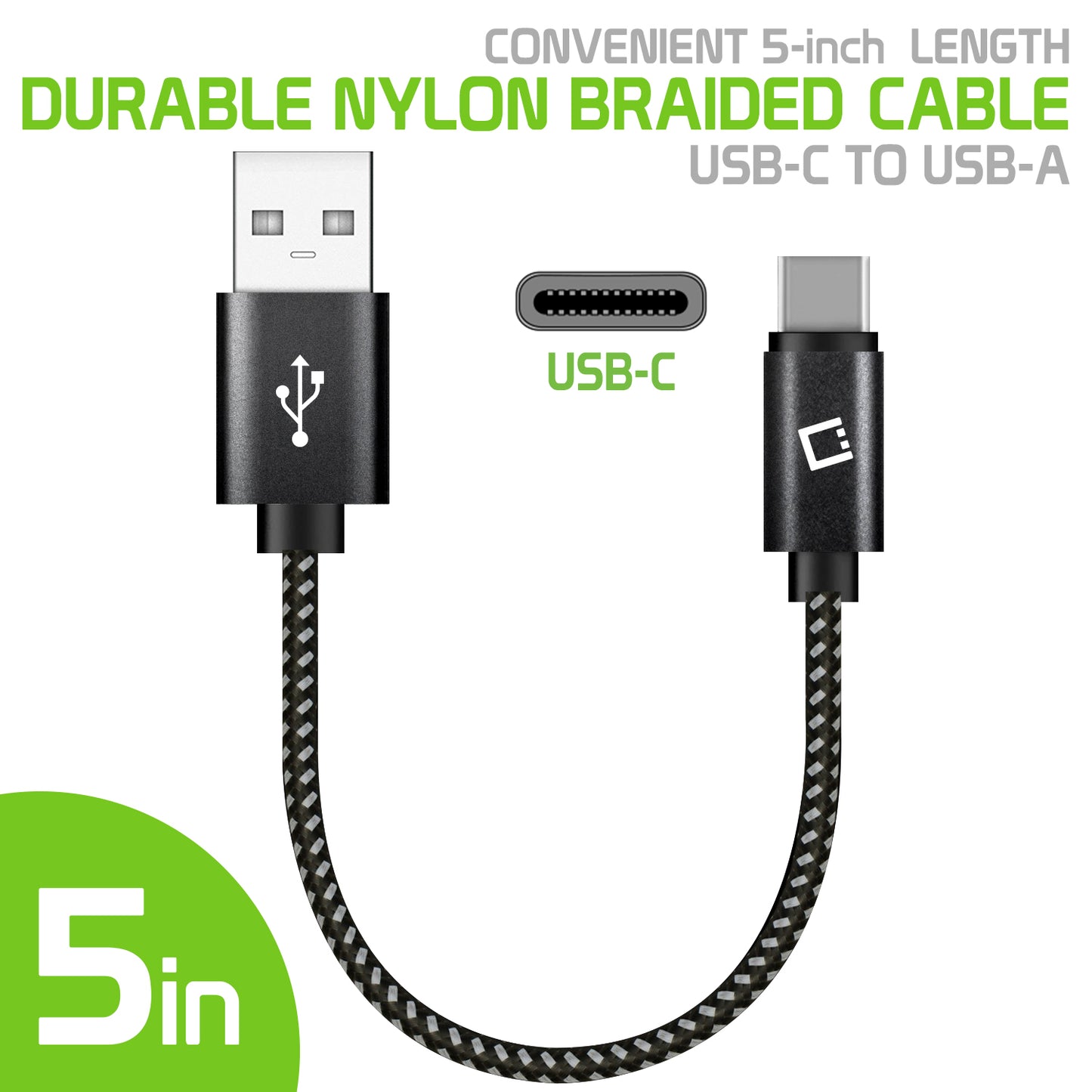 DCA4IN - Cellet 5-Inch Premium Nylon Braided Fast Charging USB-C Cable