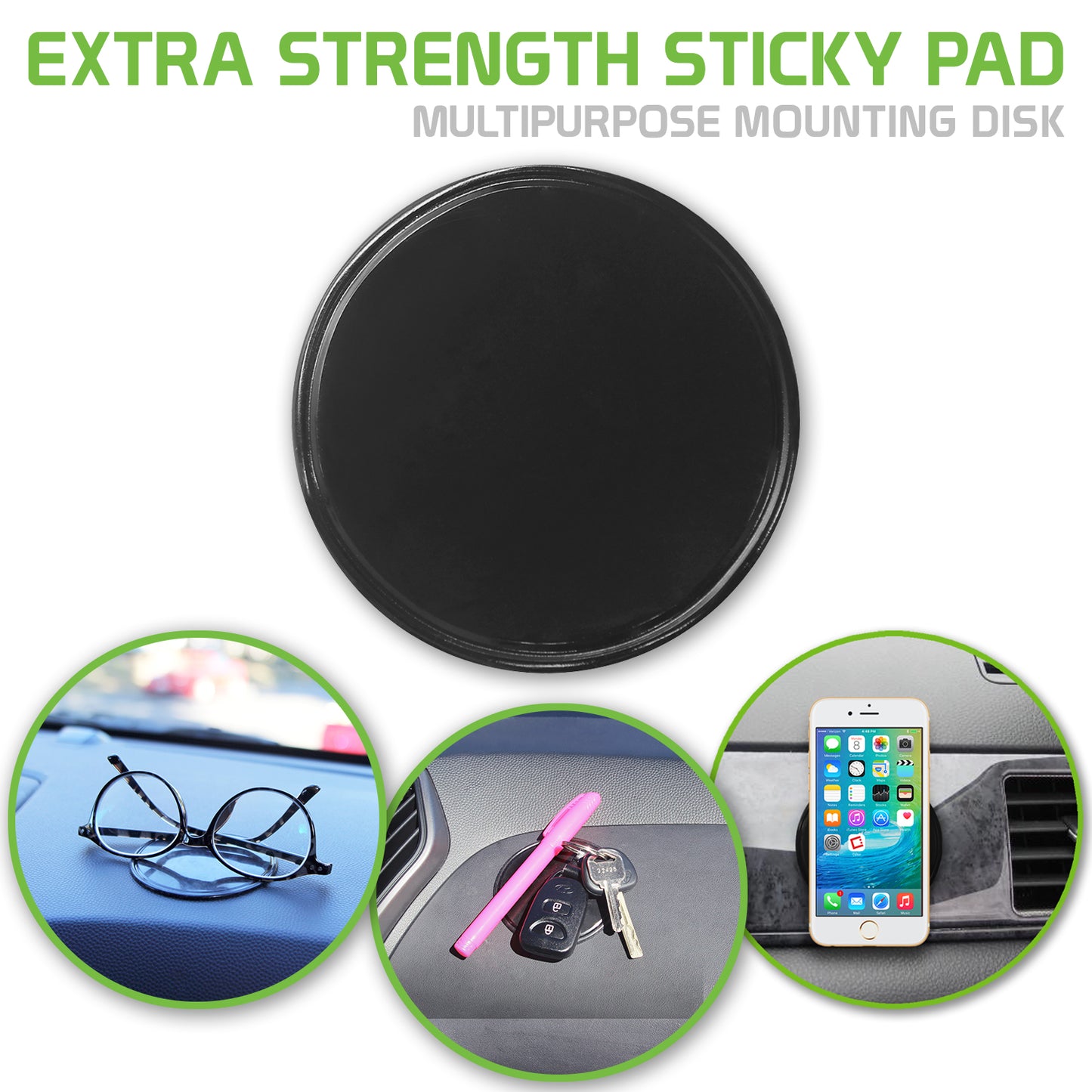 DISK2 - Extra Strength Adhesive Multipurpose 3.25in Mounting Disk for GPS, Car Phone Holders and More