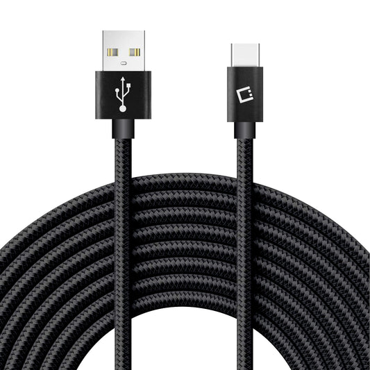 DCA420BK - Cellet 4ft USB-C to USB-A Cable, Heavy-Duty Nylon Braided Charging & Data Sync Cord, 3.5mm Thick Durable Cable, Reversible USB-C Connector for iPhone, Samsung Galaxy, Pixel & More
