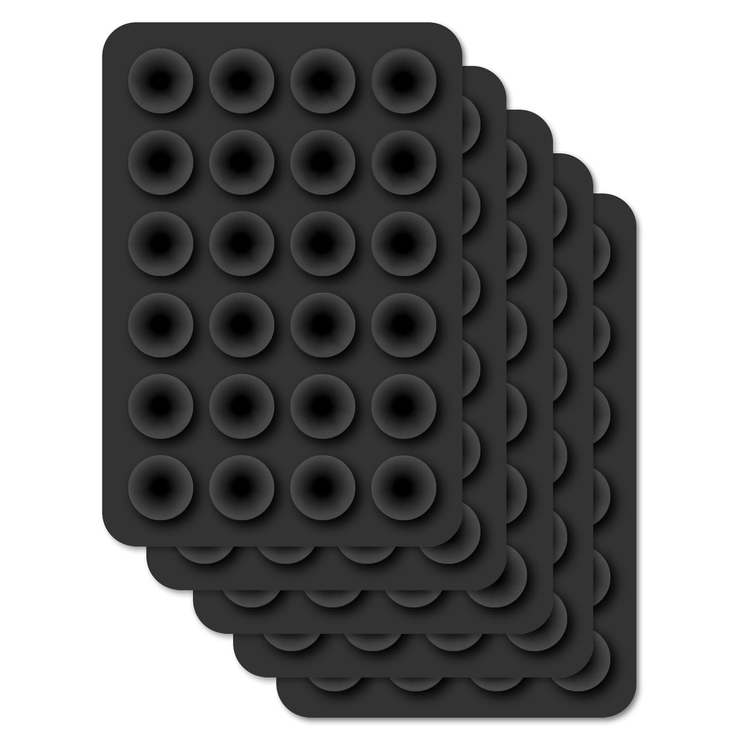 SCUPBK5 - 5 Pack Multipurpose Mini Suction Cup Mat with Strong 3M Adhesive - by Cellet / Black