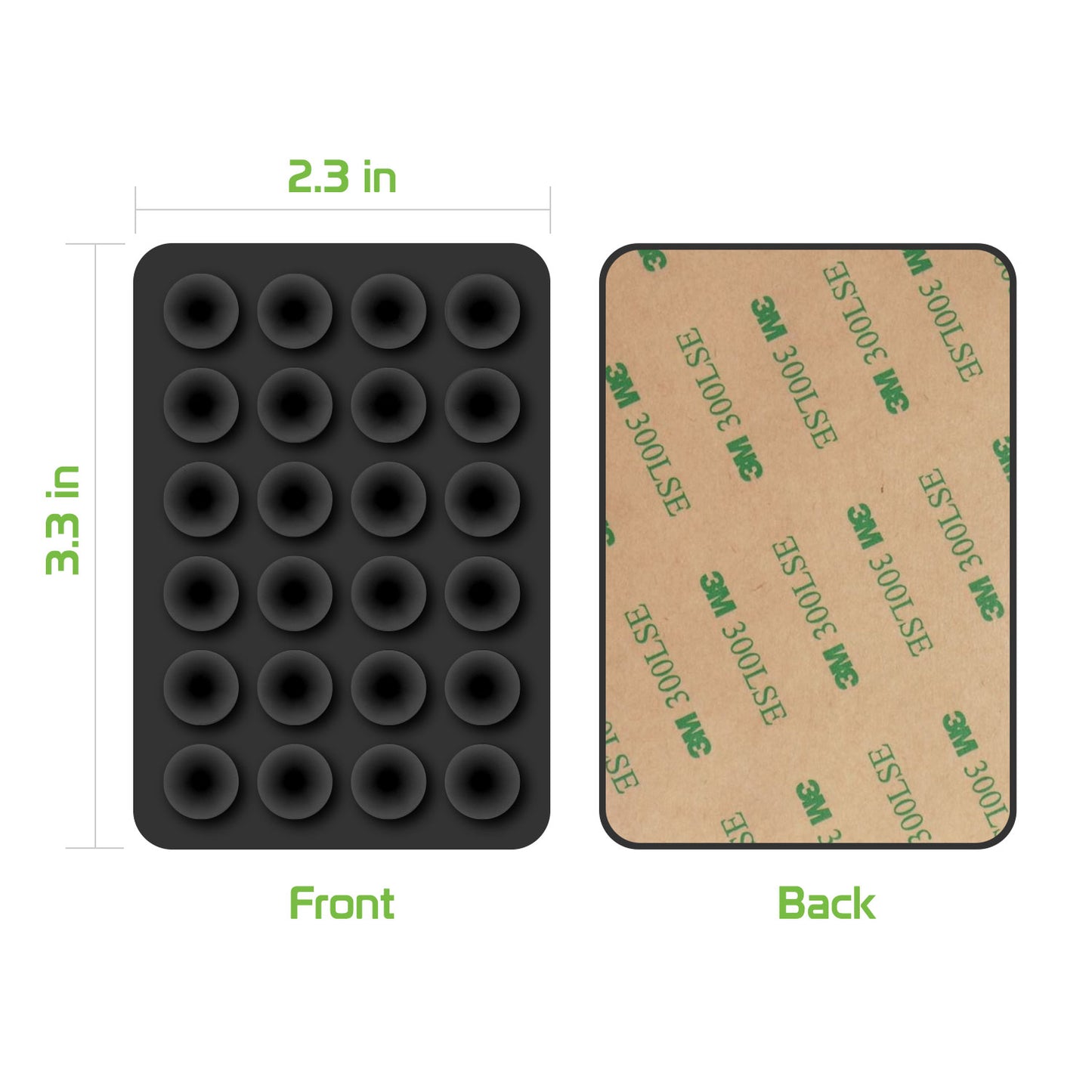 SCUPBK5 - 5 Pack Multipurpose Mini Suction Cup Mat with Strong 3M Adhesive - by Cellet / Black