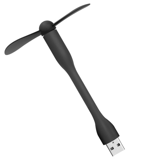 FANUSBA - Portable USB Fan with Flexible Neck for Laptops, Notebooks, Power Banks and More USB A Enabled Devices - Black